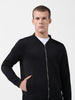 Men's Black Regular Fit Textured Casual Sweatshirt