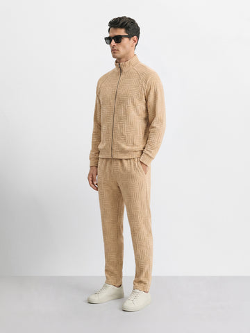 Men's Beige Relaxed Fit  Solid Casual Coordinates