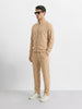 Men's Beige Relaxed Fit  Solid Casual Coordinates
