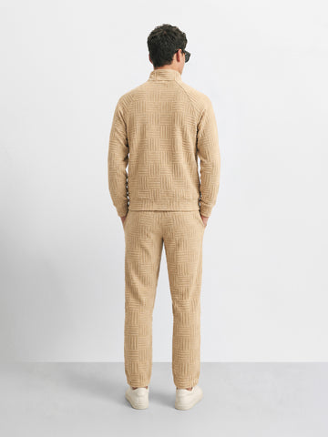 Men's Beige Relaxed Fit  Solid Casual Coordinates