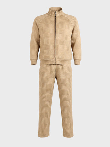 Men's Beige Relaxed Fit  Solid Casual Coordinates