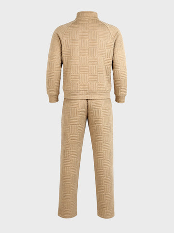 Men's Beige Relaxed Fit  Solid Casual Coordinates