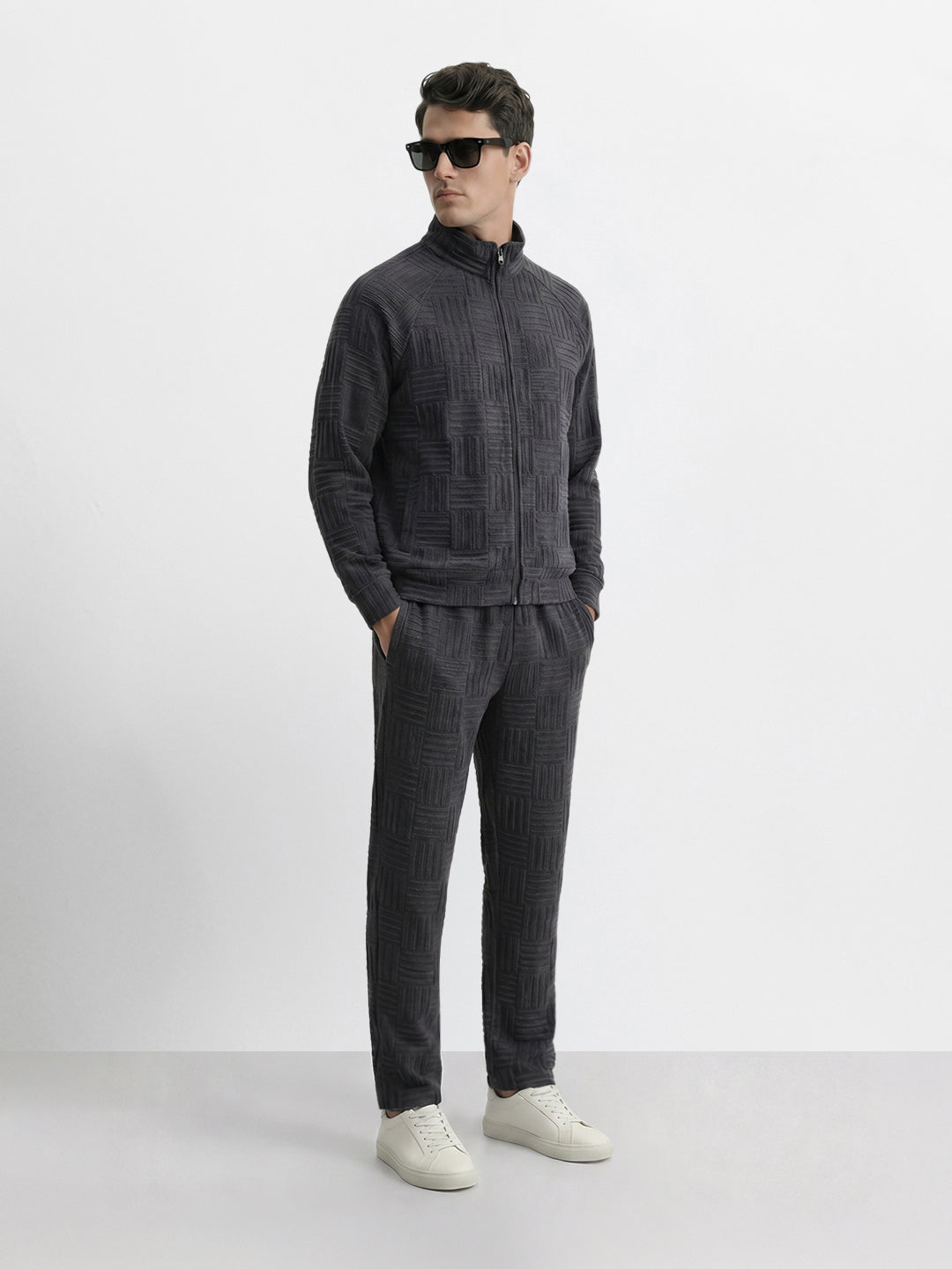 Men's Black Relaxed Fit Solid Casual Coordinates