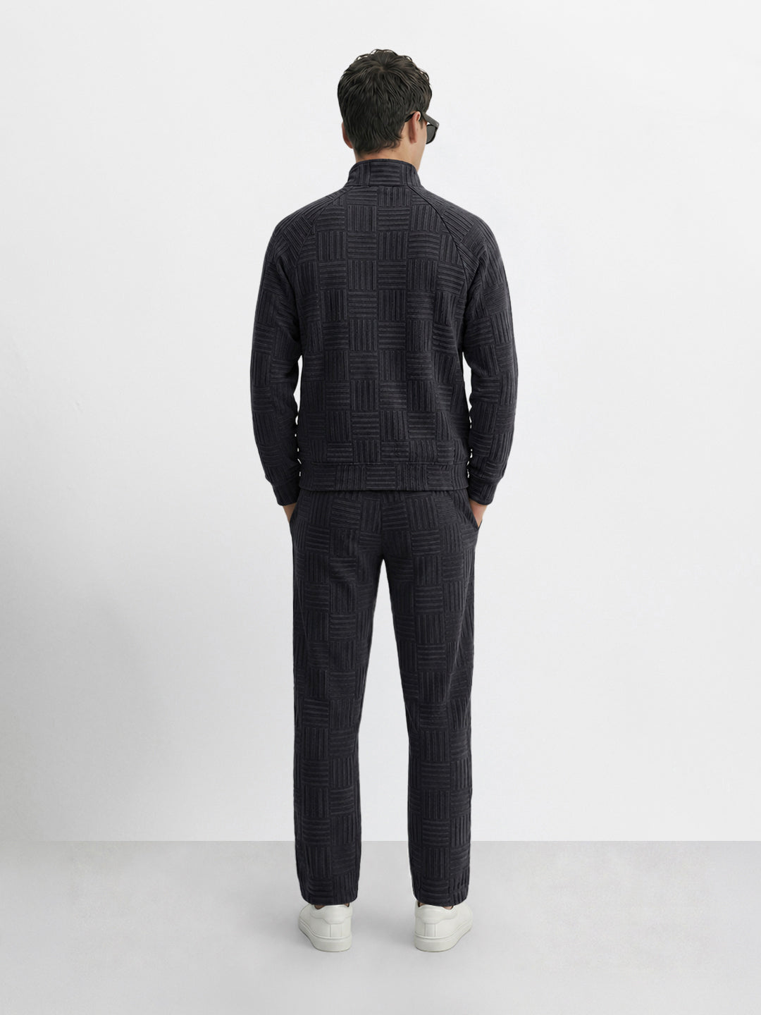 Men's Black Relaxed Fit Solid Casual Coordinates