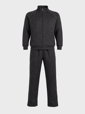 Men's Black Relaxed Fit Solid Casual Coordinates