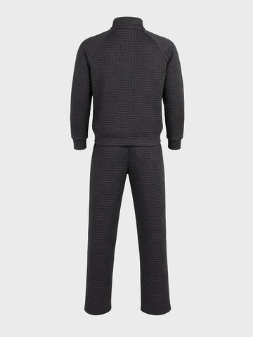 Men's Black Relaxed Fit Solid Casual Coordinates