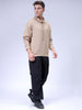Men's Beige Relaxed Fit Textured Street Sweatshirt