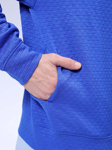 Men's Blue Relaxed Fit Textured Street Sweatshirt