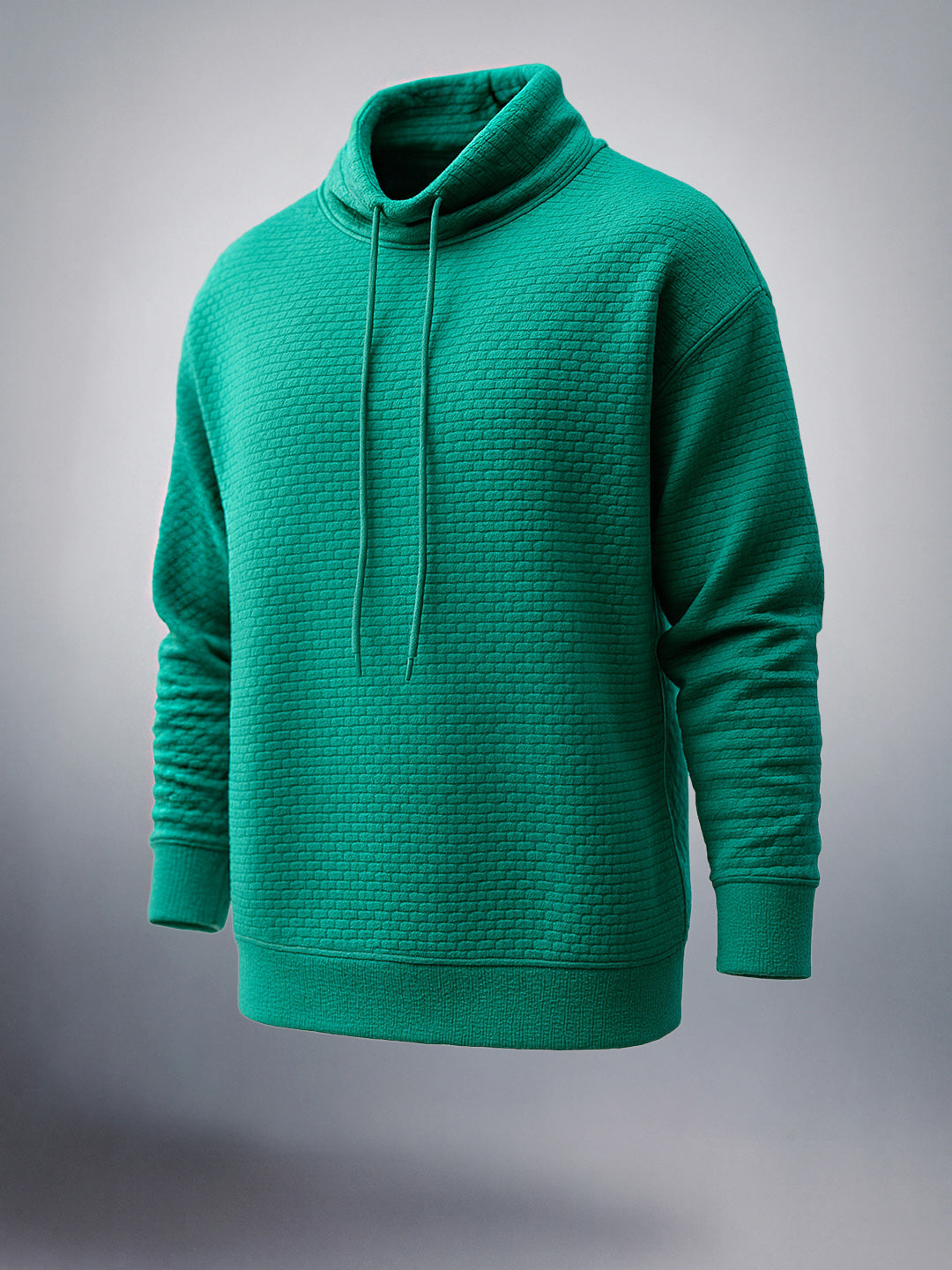 Men's Green Relaxed Fit Textured Street Sweatshirt