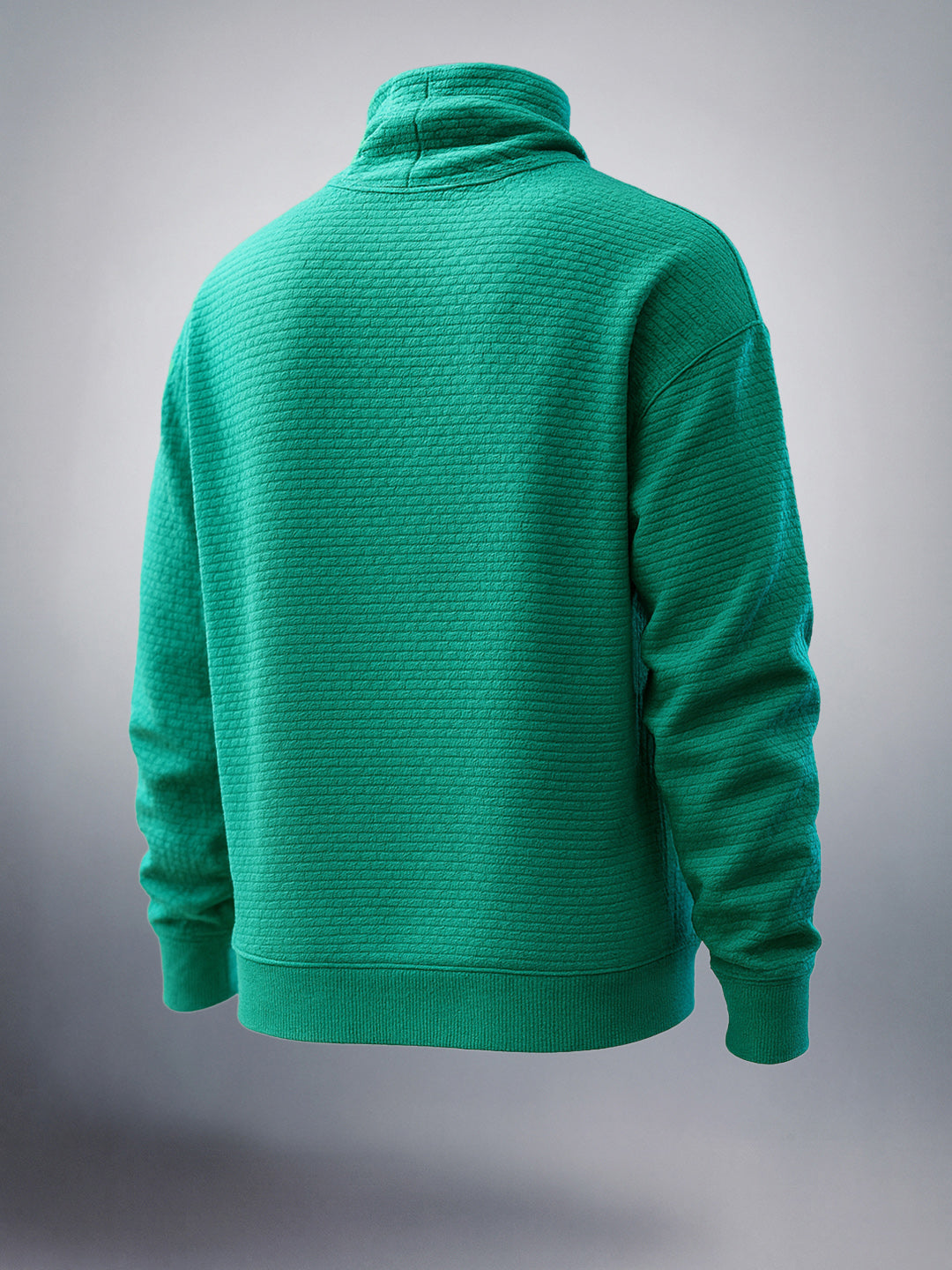 Men's Green Relaxed Fit Textured Street Sweatshirt
