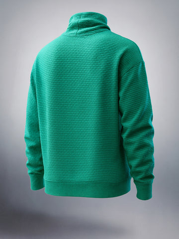 Men's Green Relaxed Fit Textured Street Sweatshirt