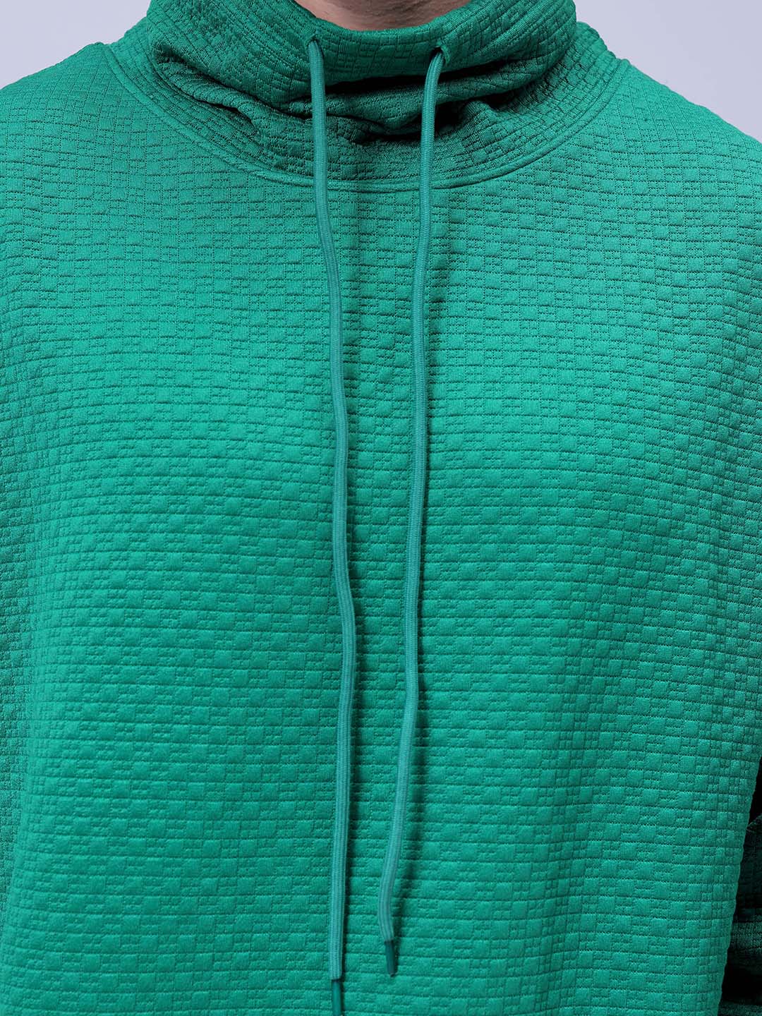 Men's Green Relaxed Fit Textured Street Sweatshirt