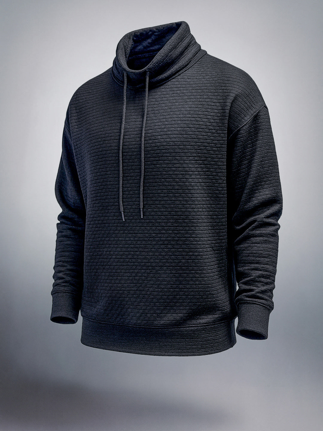 Men's Black Relaxed Fit Textured Street Sweatshirt