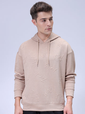 Men's Grey Relaxed Fit Textured Casual Sweatshirt