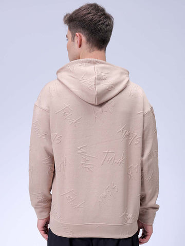 Men's Grey Relaxed Fit Textured Casual Sweatshirt
