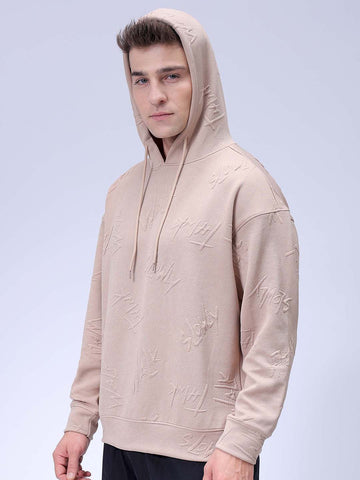 Men's Grey Relaxed Fit Textured Casual Sweatshirt