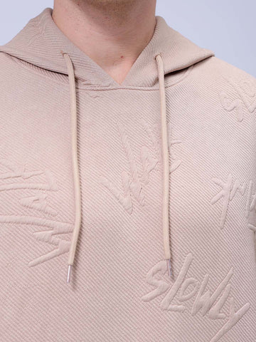 Men's Grey Relaxed Fit Textured Casual Sweatshirt