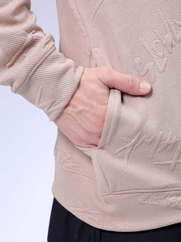 Men's Grey Relaxed Fit Textured Casual Sweatshirt