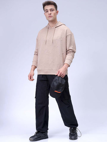 Men's Grey Relaxed Fit Textured Casual Sweatshirt