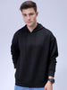 Men's Black Relaxed Fit Textured Casual Sweatshirt