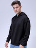 Men's Black Relaxed Fit Textured Casual Sweatshirt