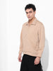 Men's Beige Regular Fit Casual Solid Shacket