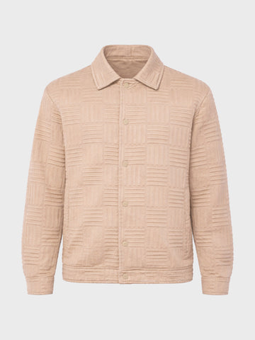 Men's Beige Regular Fit Casual Solid Shacket