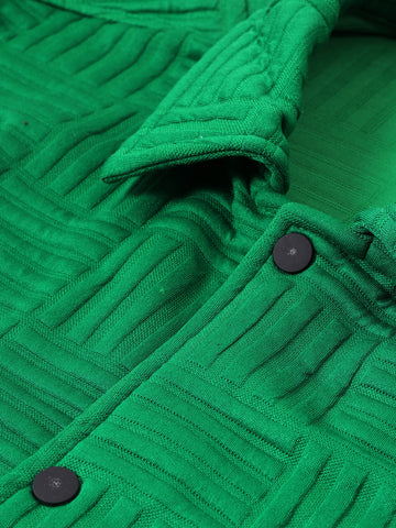 Men's Green Regular Fit Casual Solid Shacket