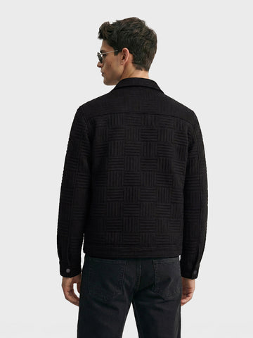 Men's Black Regular Fit Casual Solid Shacket