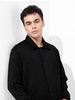 Men's Black Regular Fit Casual Solid Shacket