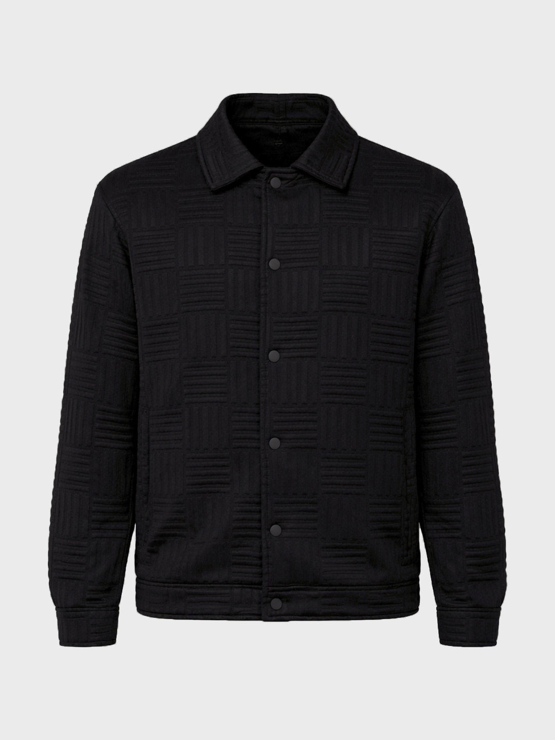 Men's Black Regular Fit Casual Solid Shacket