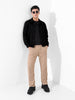 Men's Black Regular Fit Casual Solid Shacket