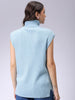 Women's Blue Loose Fit Solid Sweater