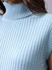 Women's Blue Loose Fit Solid Sweater