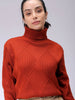 Women's Relaxed Fit Drop Shoulder High Neck Argyle Sweater