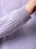 Women's Purple Relaxed Fit Argyle High Neck Sweater