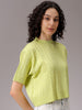 Women's Green Relaxed Fit Solid Sweater