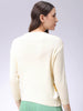 Women's Off White Loose Fit Floral Print Sweater
