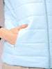 Women's Blue Regular Fit Solid Regular Quilted Jacket