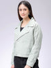 Women's Green Straight Fit Solid Trench Coat