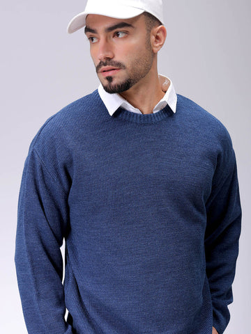 Men's Indigo Oversized Solid Sweater