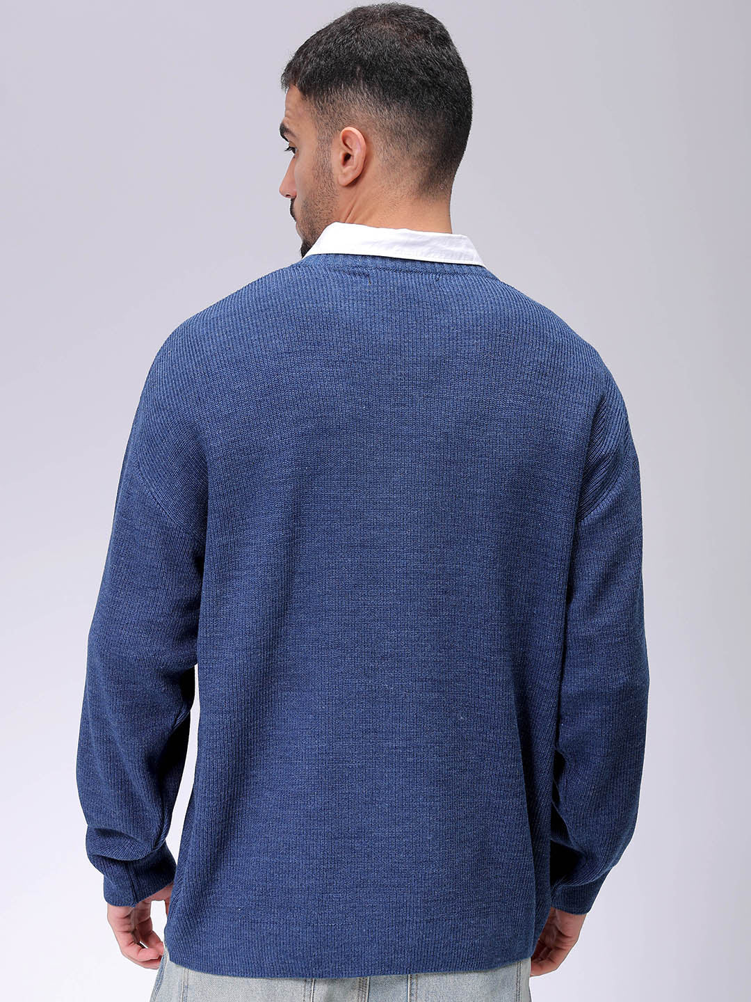 Men's Indigo Oversized Solid Sweater