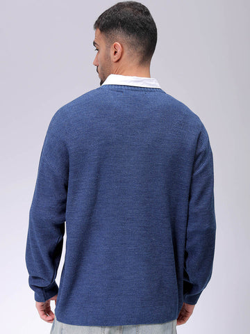 Men's Indigo Oversized Solid Sweater