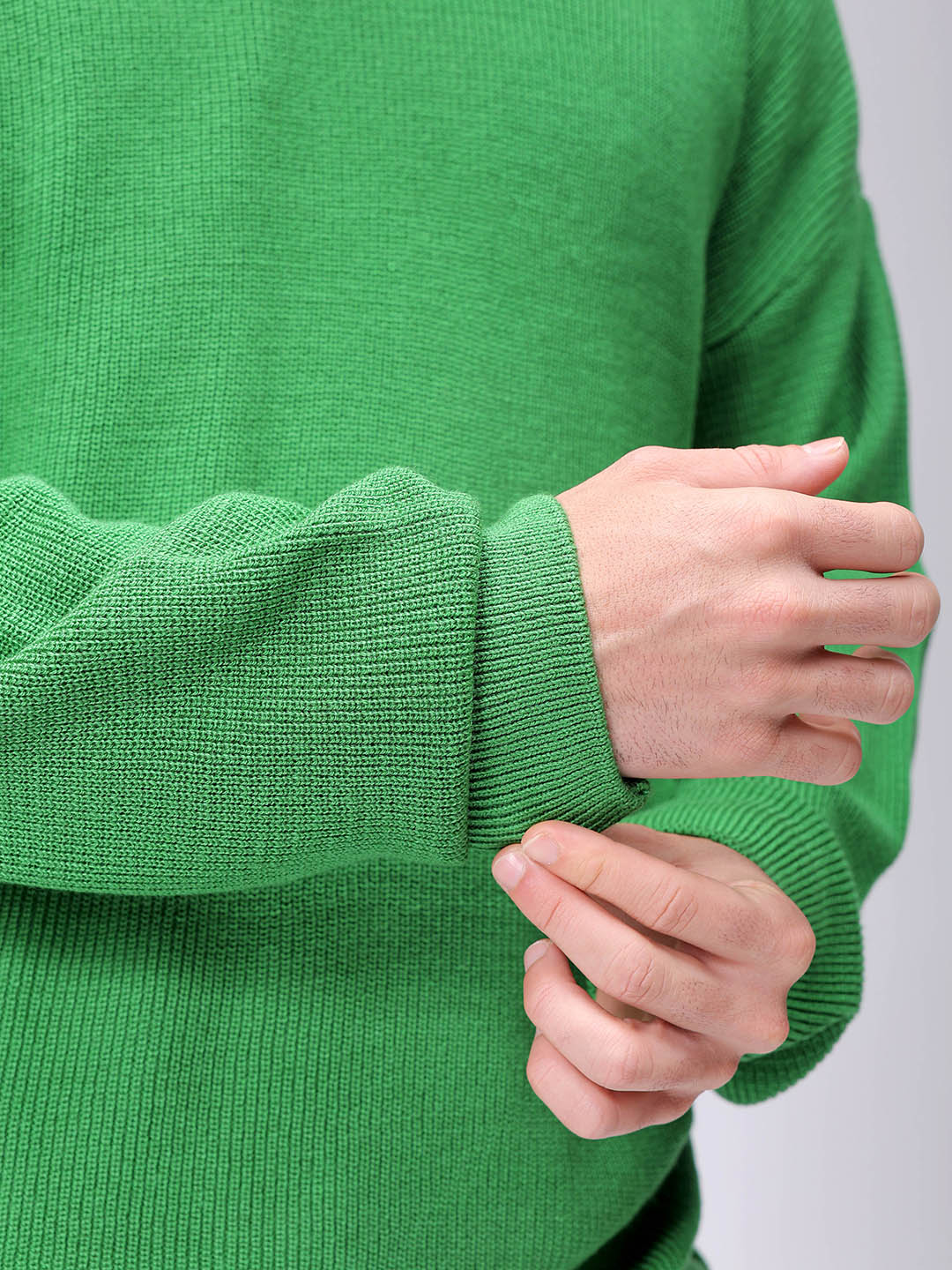 Men's Green Oversized Solid Sweater