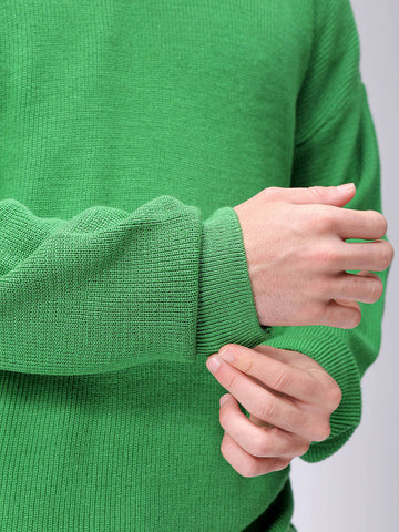 Men's Green Oversized Solid Sweater