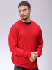Men's Red Oversized Solid Sweater