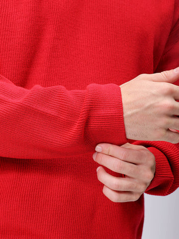 Men's Red Oversized Solid Sweater