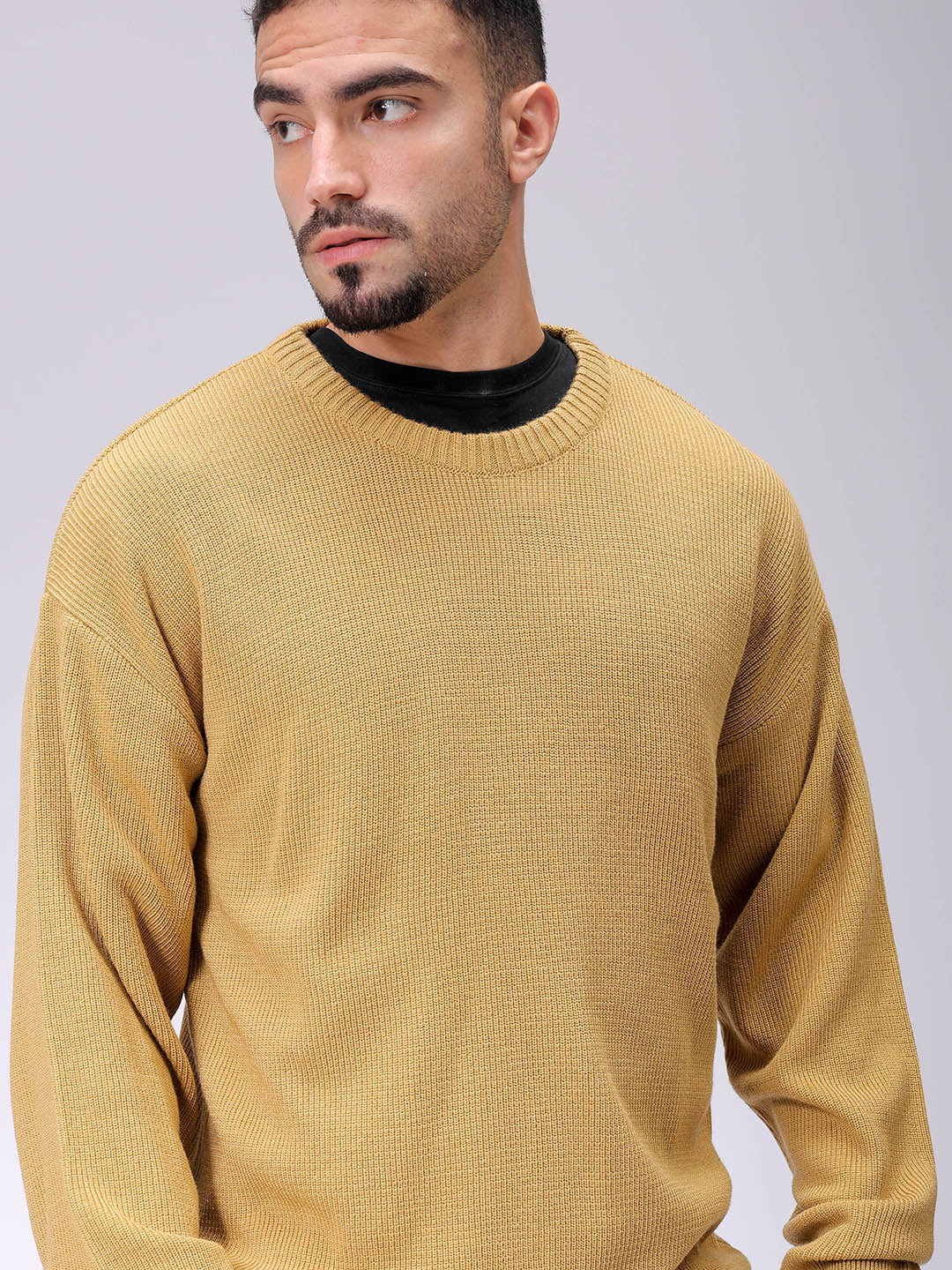 Men's Golden Oversized Solid Sweater