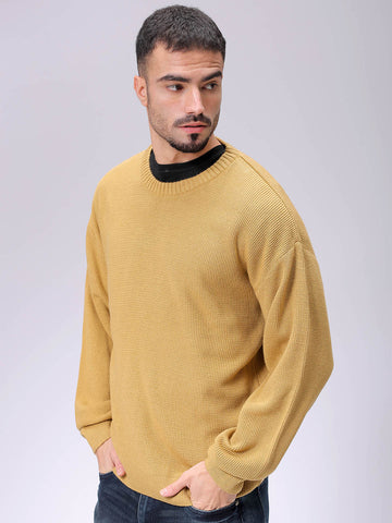 Men's Golden Oversized Solid Sweater