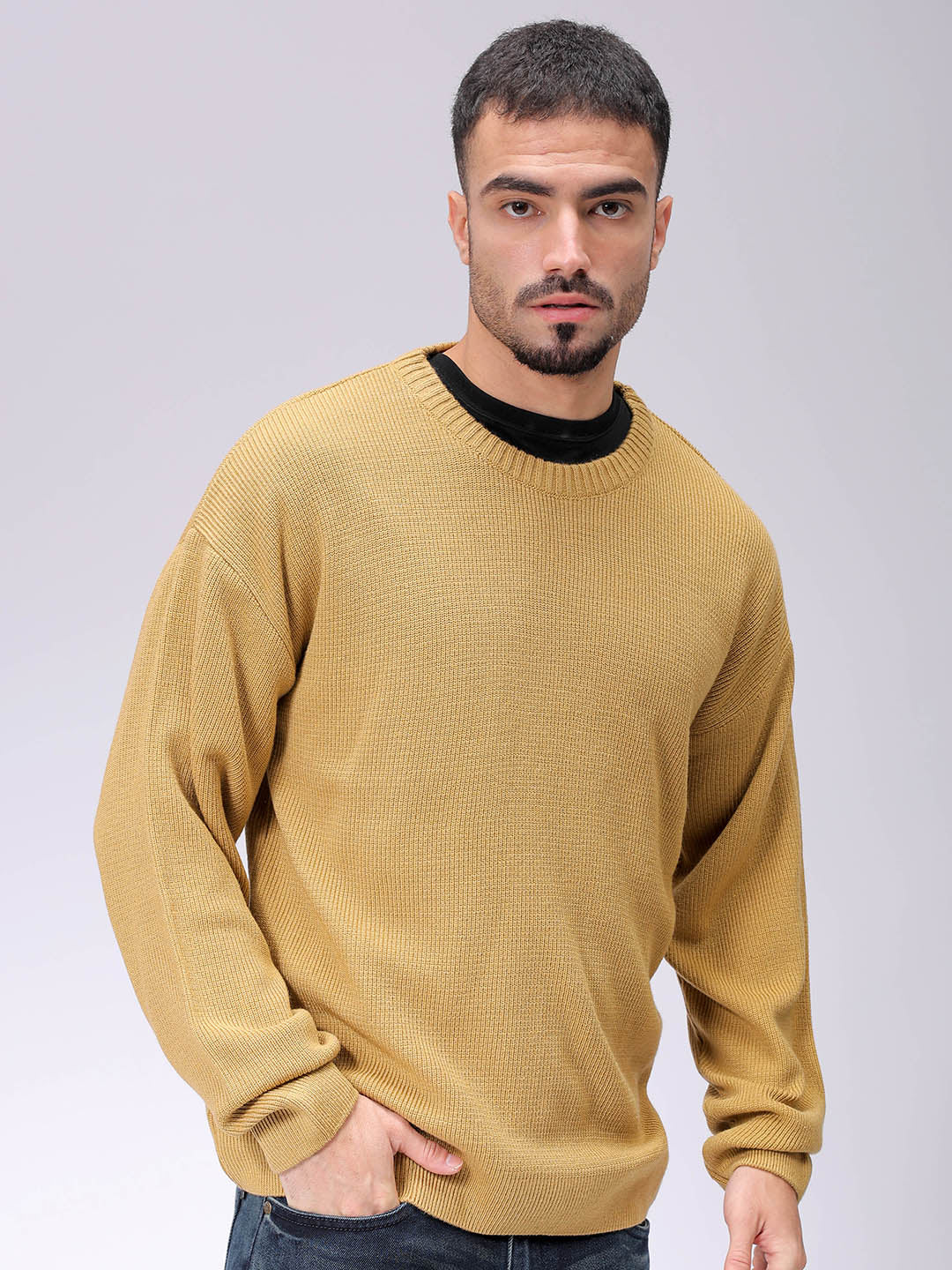 Men's Golden Oversized Solid Sweater